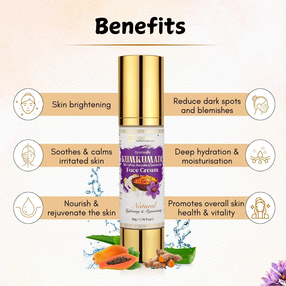 Kumkumadi Face Cream – Ayurvedic Saffron Glow Moisturizer
