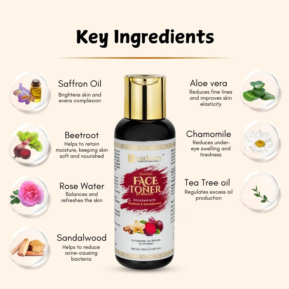 Ayurvedic Face Toner with Beetroot & Sandalwood | Natural & Organic Face Toner for Balanced Skin – 100ml